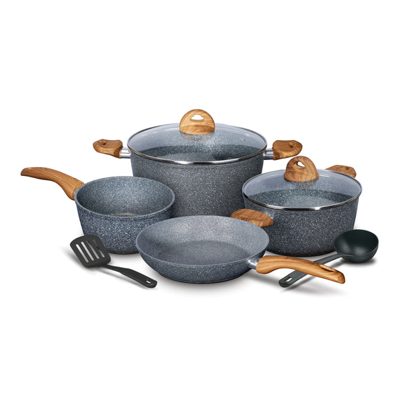 8PCS Kitchen Induction Cookware Set Granite Non Stick Pots and